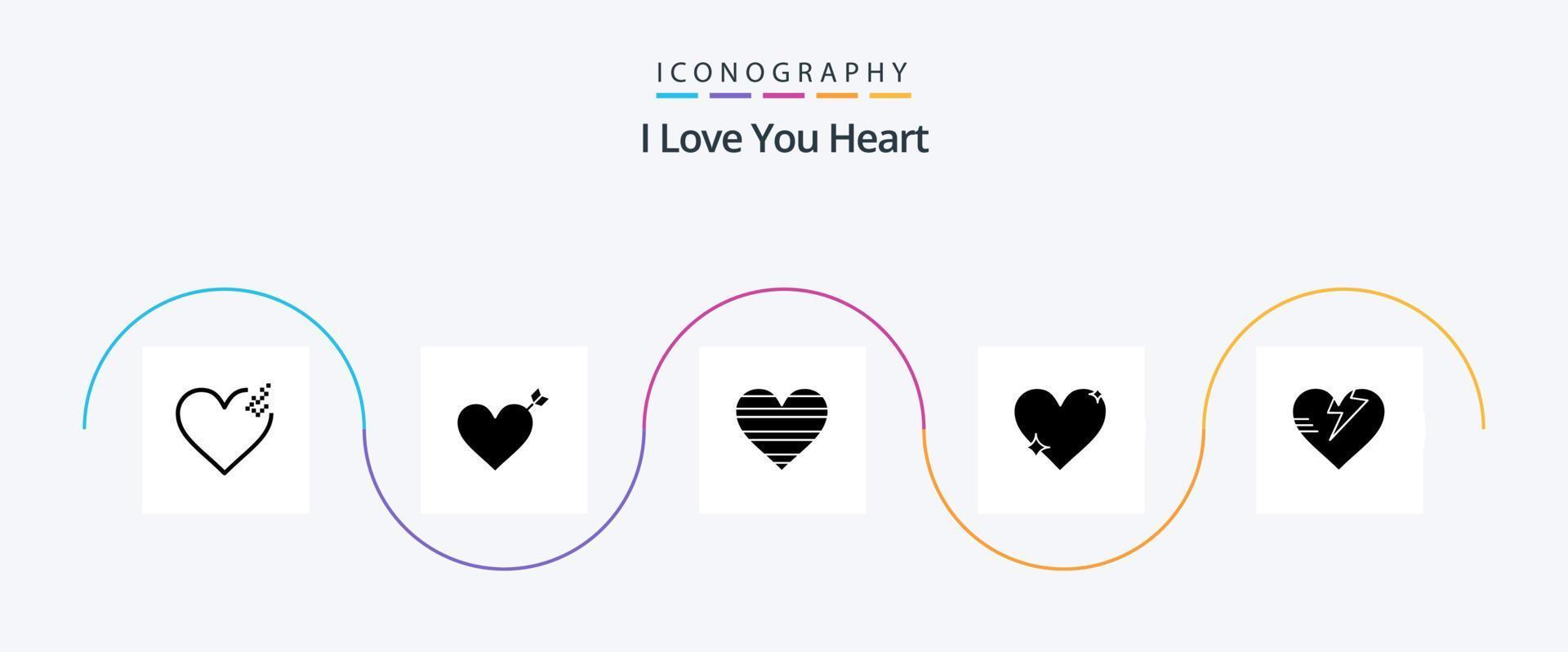 hart glyph 5 icoon pak inclusief . Leuk vinden. hart vector