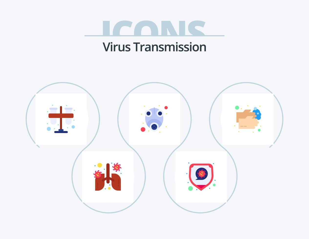 virus transmissie vlak icoon pak 5 icoon ontwerp. gezondheidszorg. beschermen. testen. masker. epidemie vector