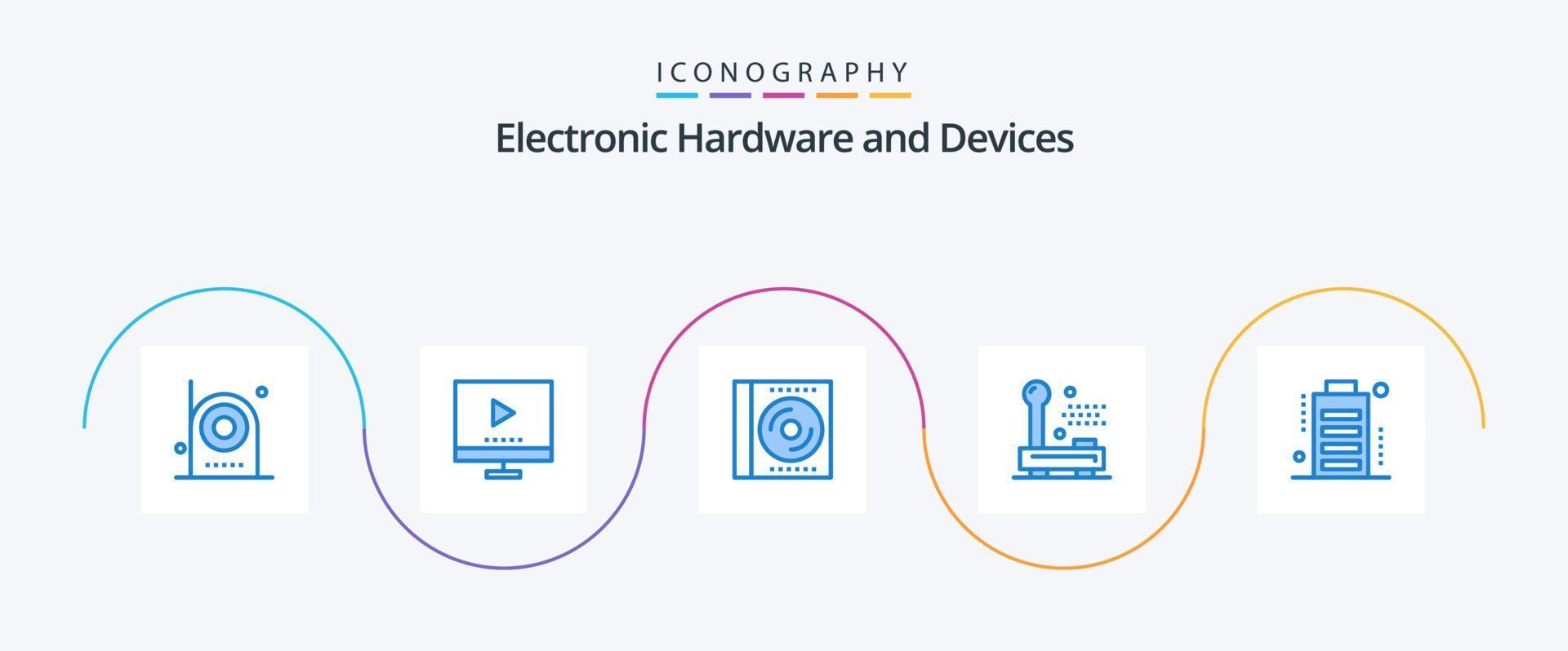 apparaten blauw 5 icoon pak inclusief elektronisch. apparaten. TV. schijf. compact vector