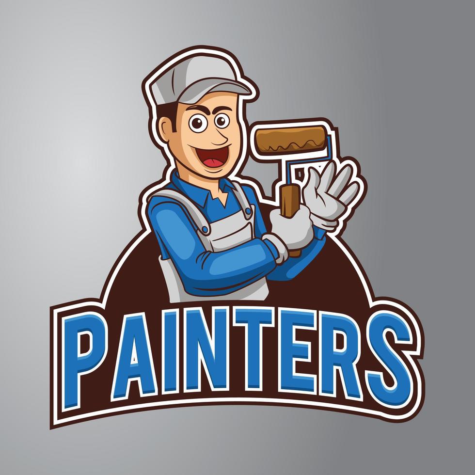 schilders mascotte logo vector