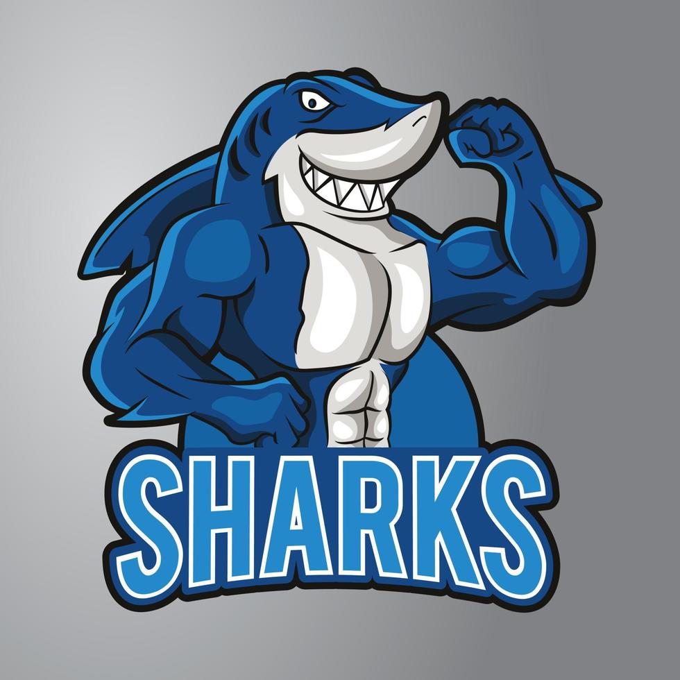 sterk haai mascotte logo vector