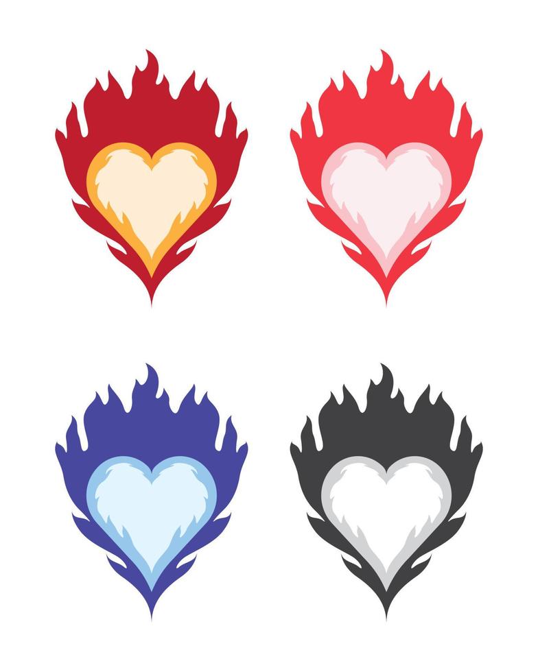 brandend hart vector ontwerp, hart een vuur vector ontwerp kan worden gebruik voor logo, sticker, kleding of handelswaar