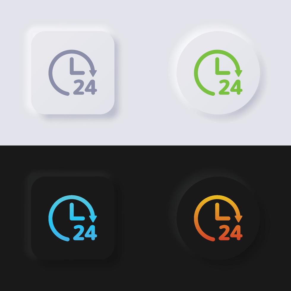circulaire pijl icoon met aantal 24 uur, veelkleurig neumorfisme knop zacht ui ontwerp voor web ontwerp, toepassing ui en meer, knop, icoon set, vector. vector