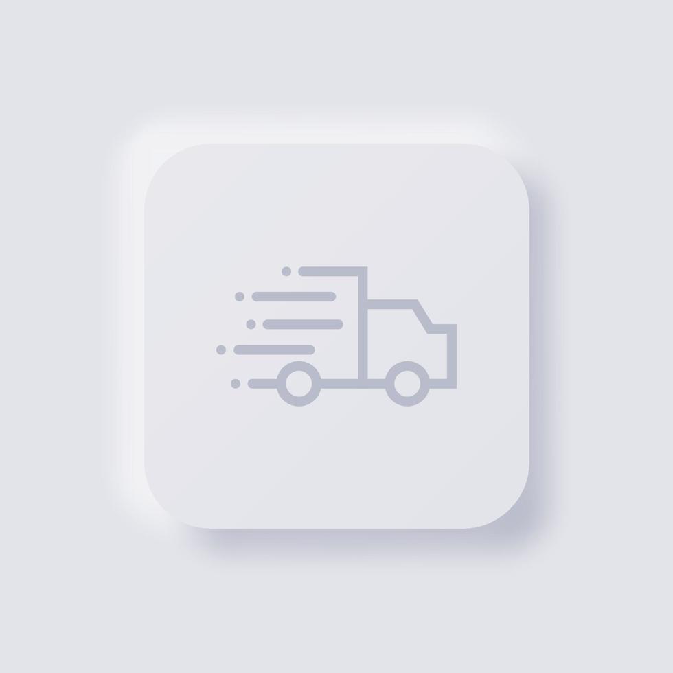 logistiek vrachtauto icoon met snel levering concept, wit neumorfisme zacht ui ontwerp voor web ontwerp, toepassing ui en meer, knop, vector. vector