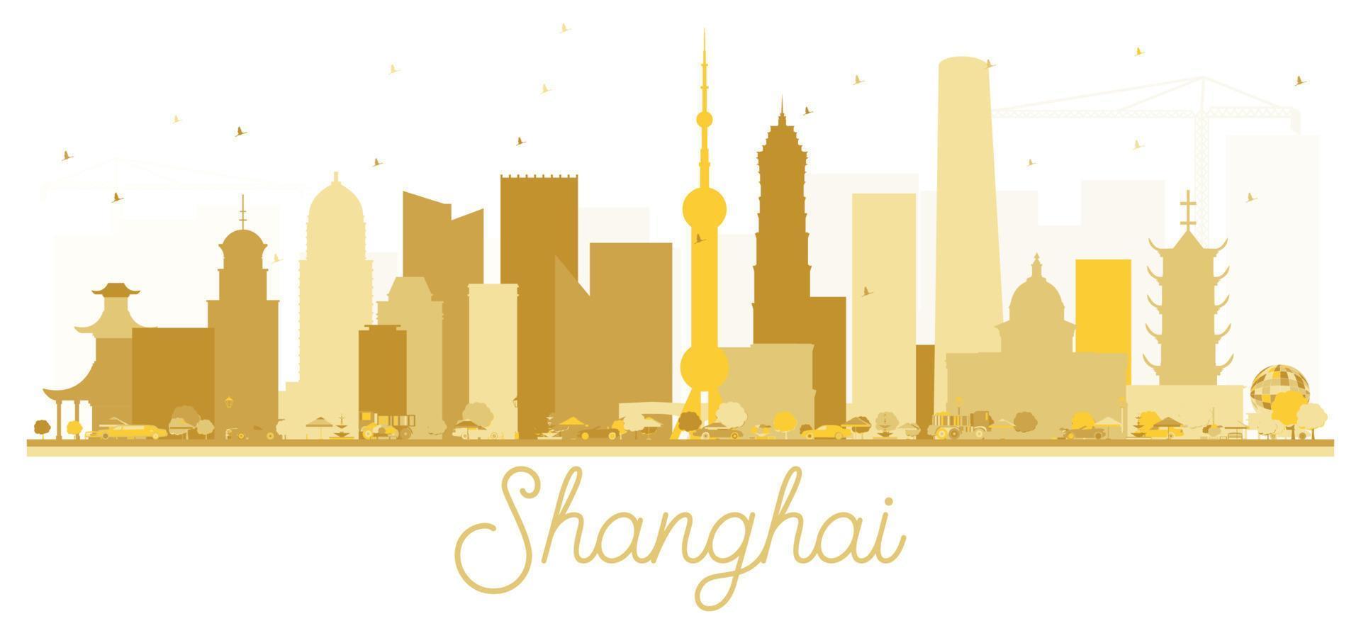 Shanghai China stad horizon gouden silhouet. vector