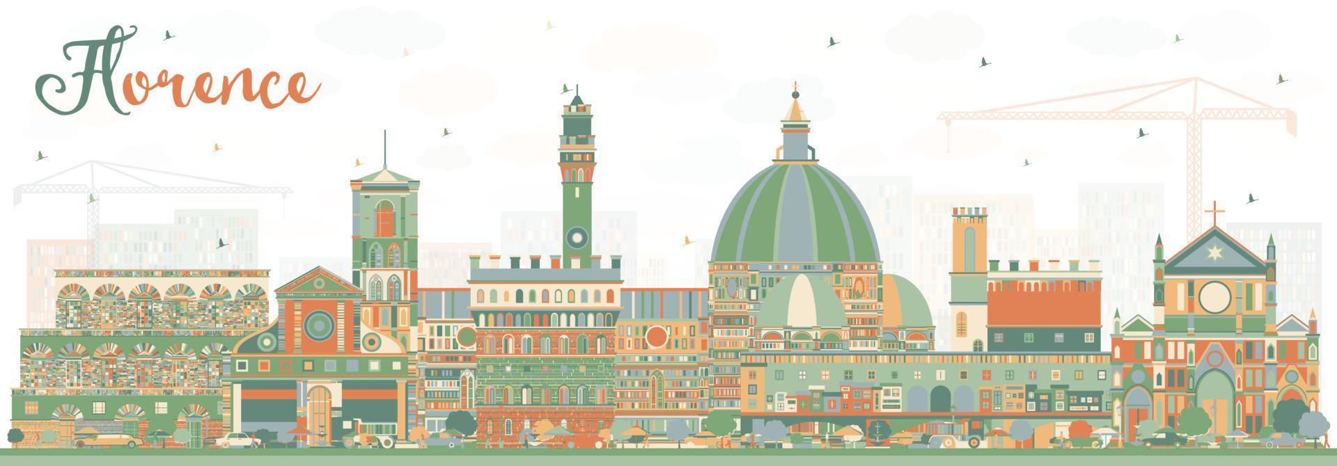 Florence Italië stad horizon met kleur gebouwen. vector