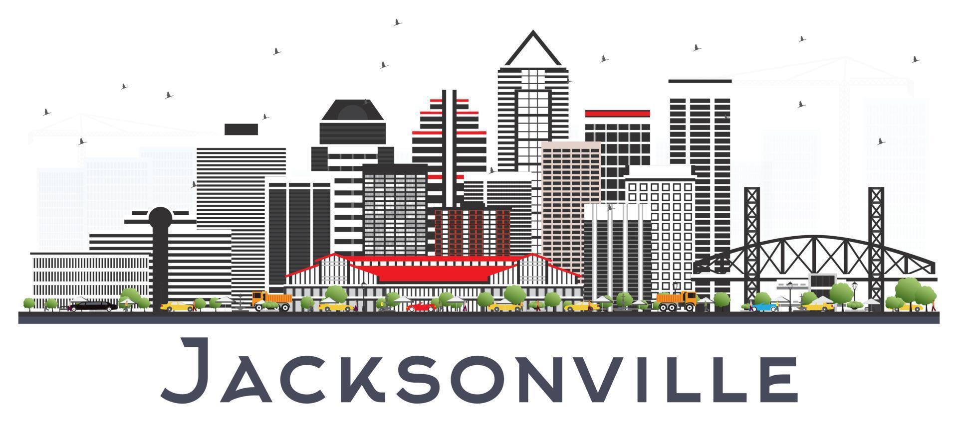 Jacksonville Florida stad horizon met grijs gebouwen geïsoleerd Aan wit. vector