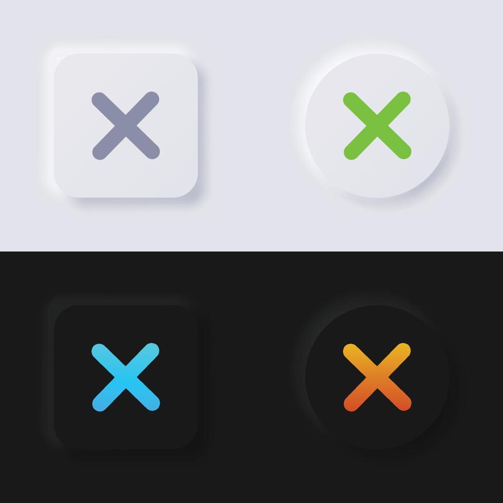kruis icoon set, veelkleurig neumorfisme knop zacht ui ontwerp voor web ontwerp, toepassing ui en meer, knop, vector. vector