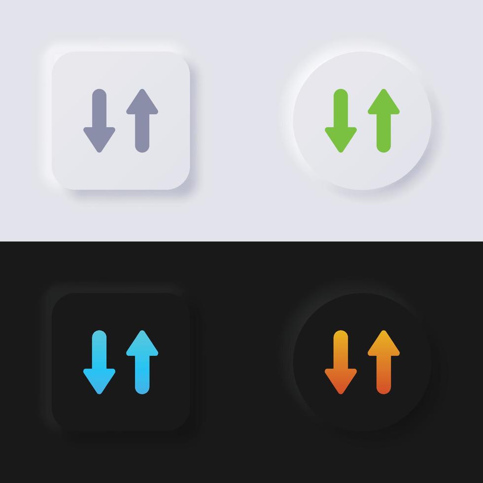 omhoog en naar beneden pijl icoon set, veelkleurig neumorfisme knop zacht ui ontwerp voor web ontwerp, toepassing ui en meer, knop, vector. vector