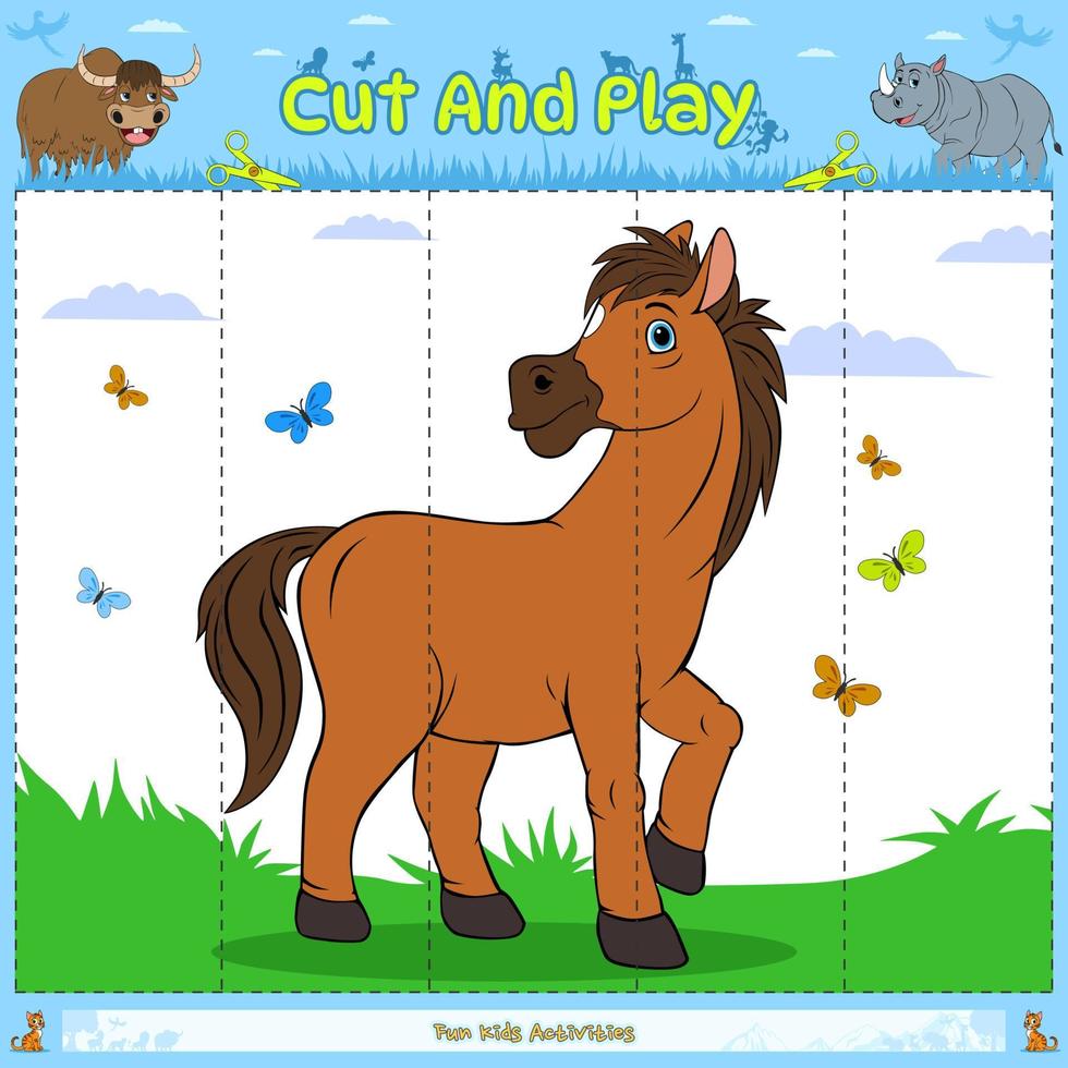 besnoeiing en Speel puzzel dier spel voor kinderen paard vector