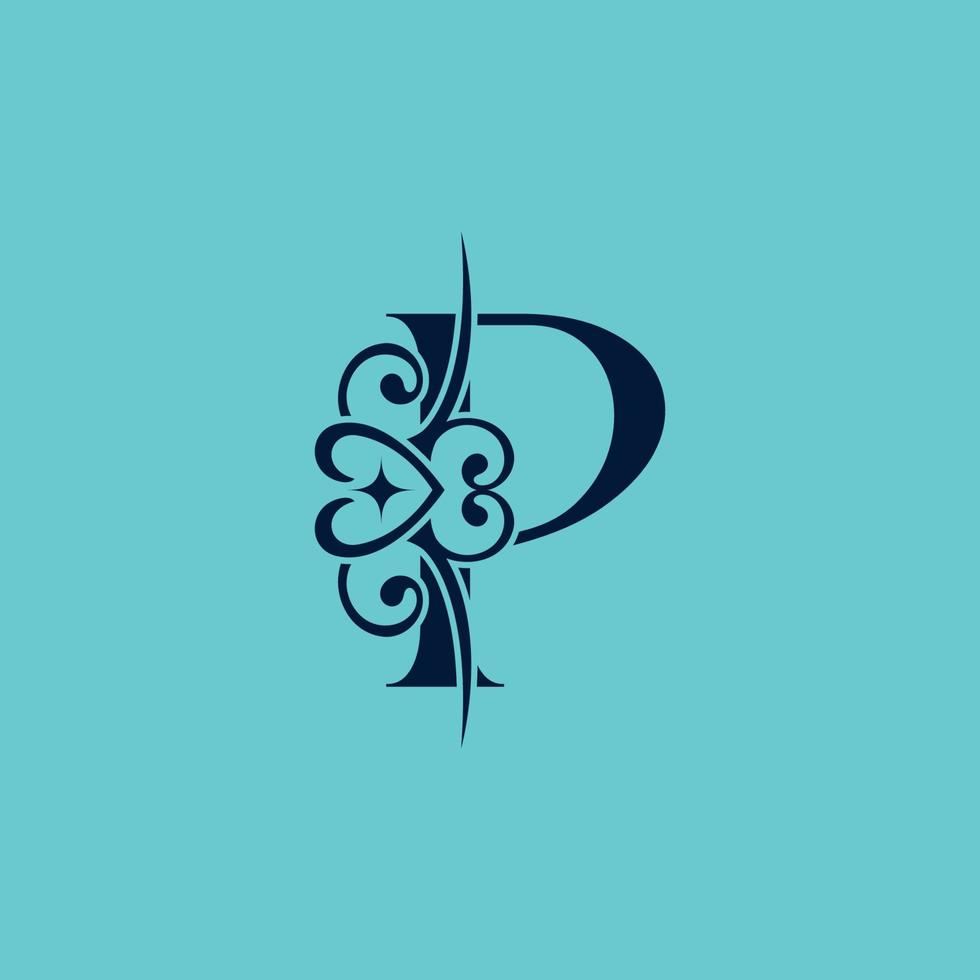 schoonheid koningin Koninklijk goud logo ontwerp brief p vector