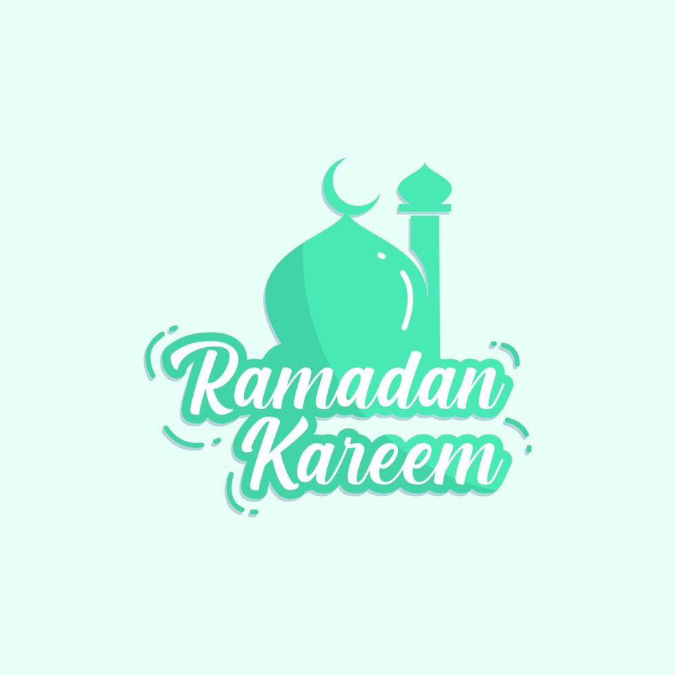 belettering Ramadan kareem met moskee, islamitisch logo, moslim, moskee vector