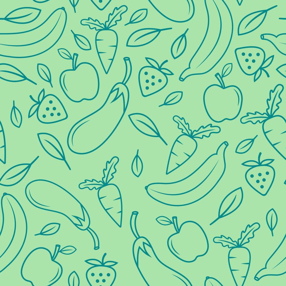 fruit en groenten patroon achtergrond met schets stijl vector