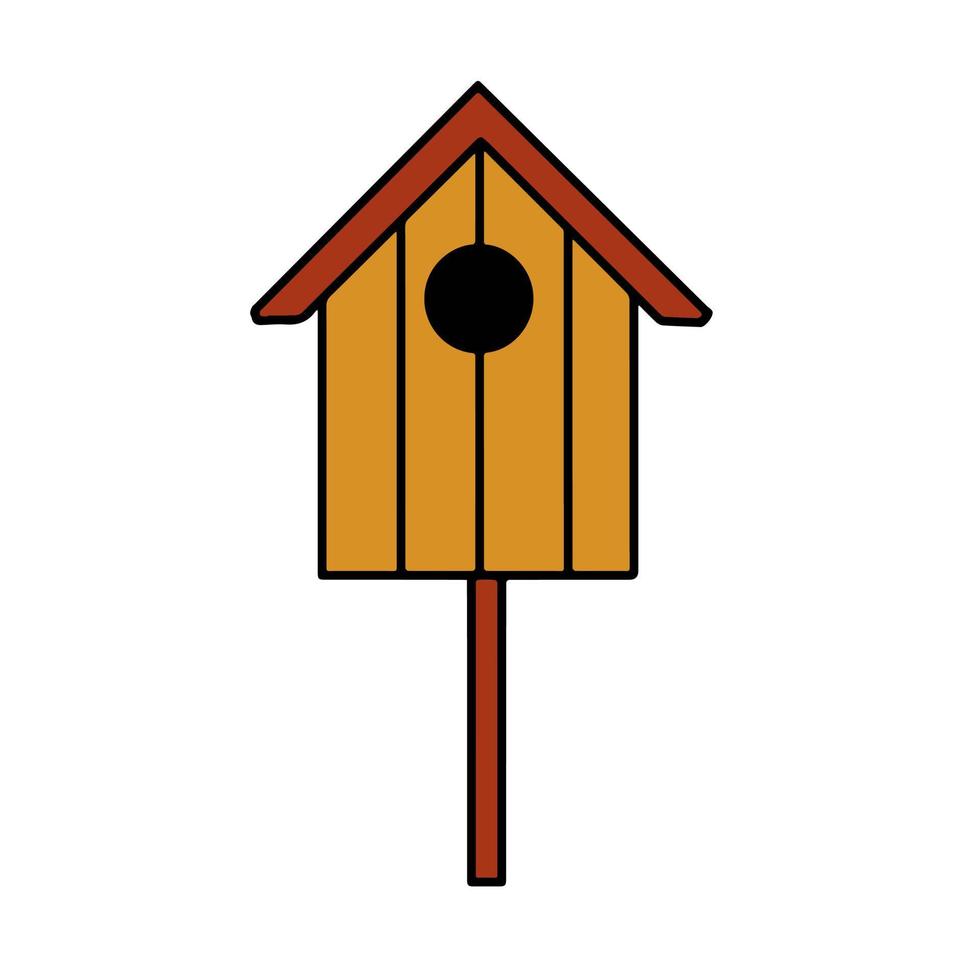 houten vogelhuisje. huis voor vogel. eigengemaakt nest voor dier. schets tekenfilm illustratie vector