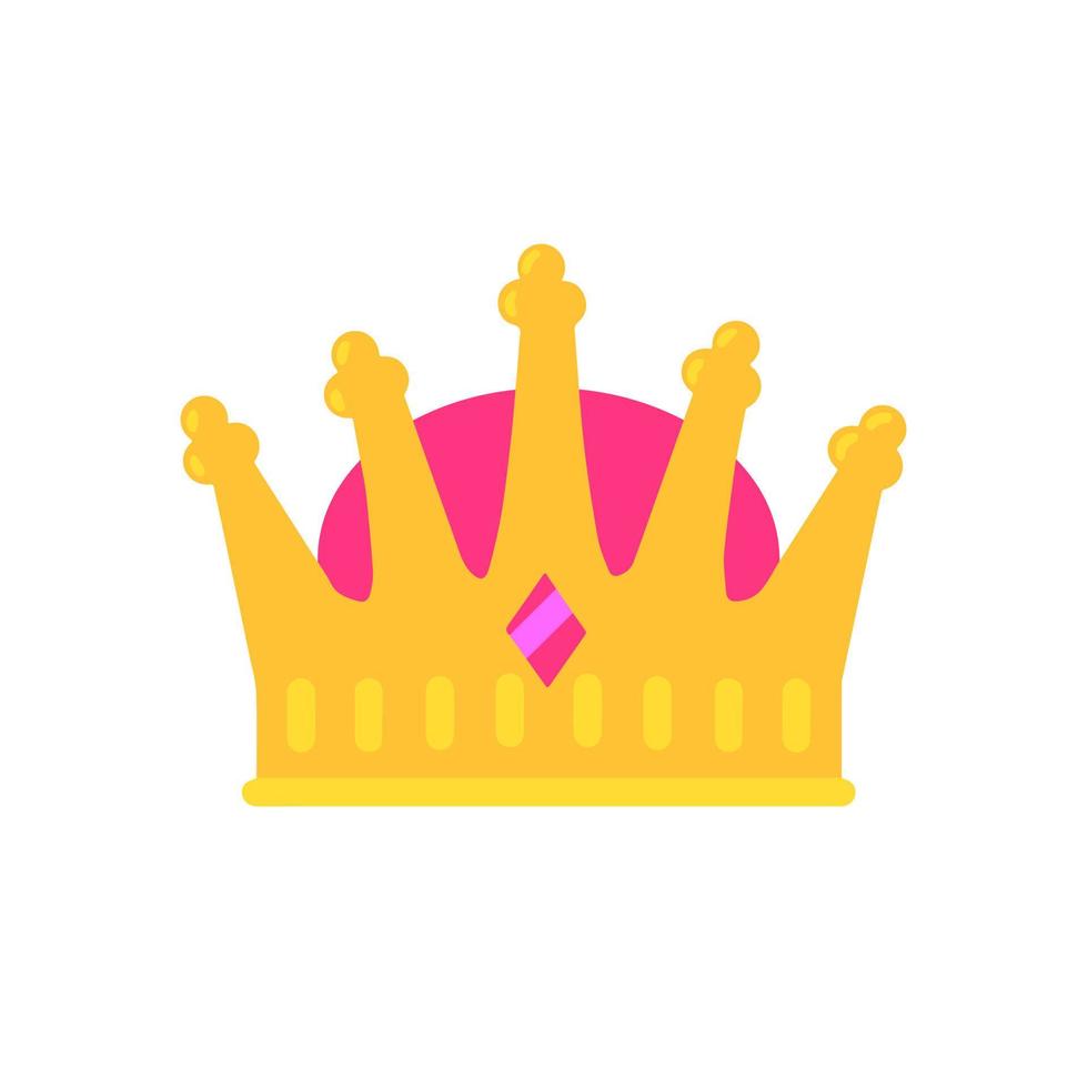 kroon van koning icoon. koningin gouden tiara. middeleeuws attribuut van monarch. symbool van succes en zege, onderscheidingen. vlak tekenfilm vector