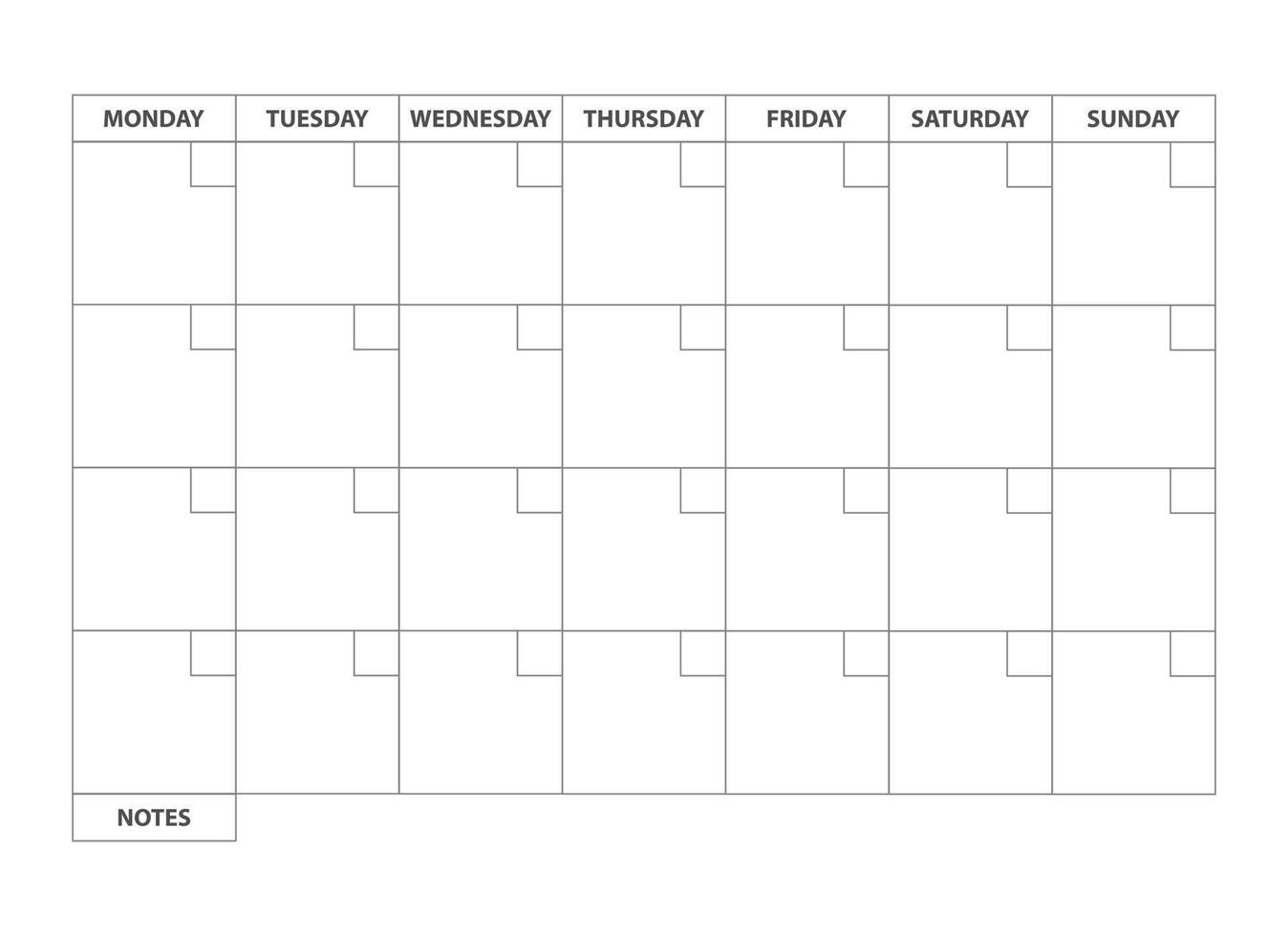 eps10 vector illustratie van een minimaal maandelijks kalender zonder datums Aan wit achtergrond