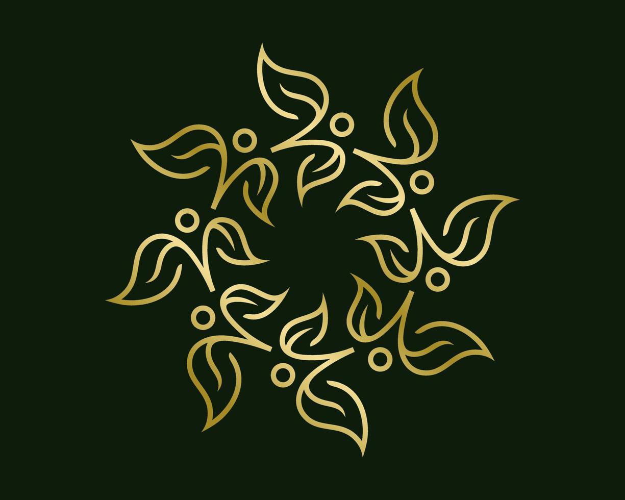 blad welzijn bladeren kom tot rust abstract decoratief sier- goud luxe lineair lijn vector logo ontwerp