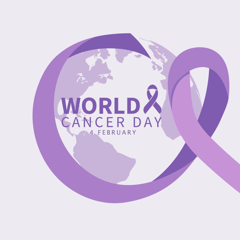 februari 4.wereld kanker dag met lint vector illustratie ontwerp