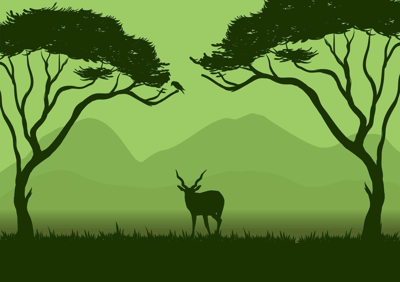 dieren in het wild vector met groen silhouet