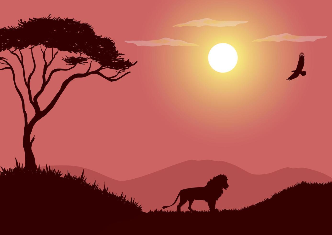 Afrikaanse dieren in het wild vector met roze silhouet