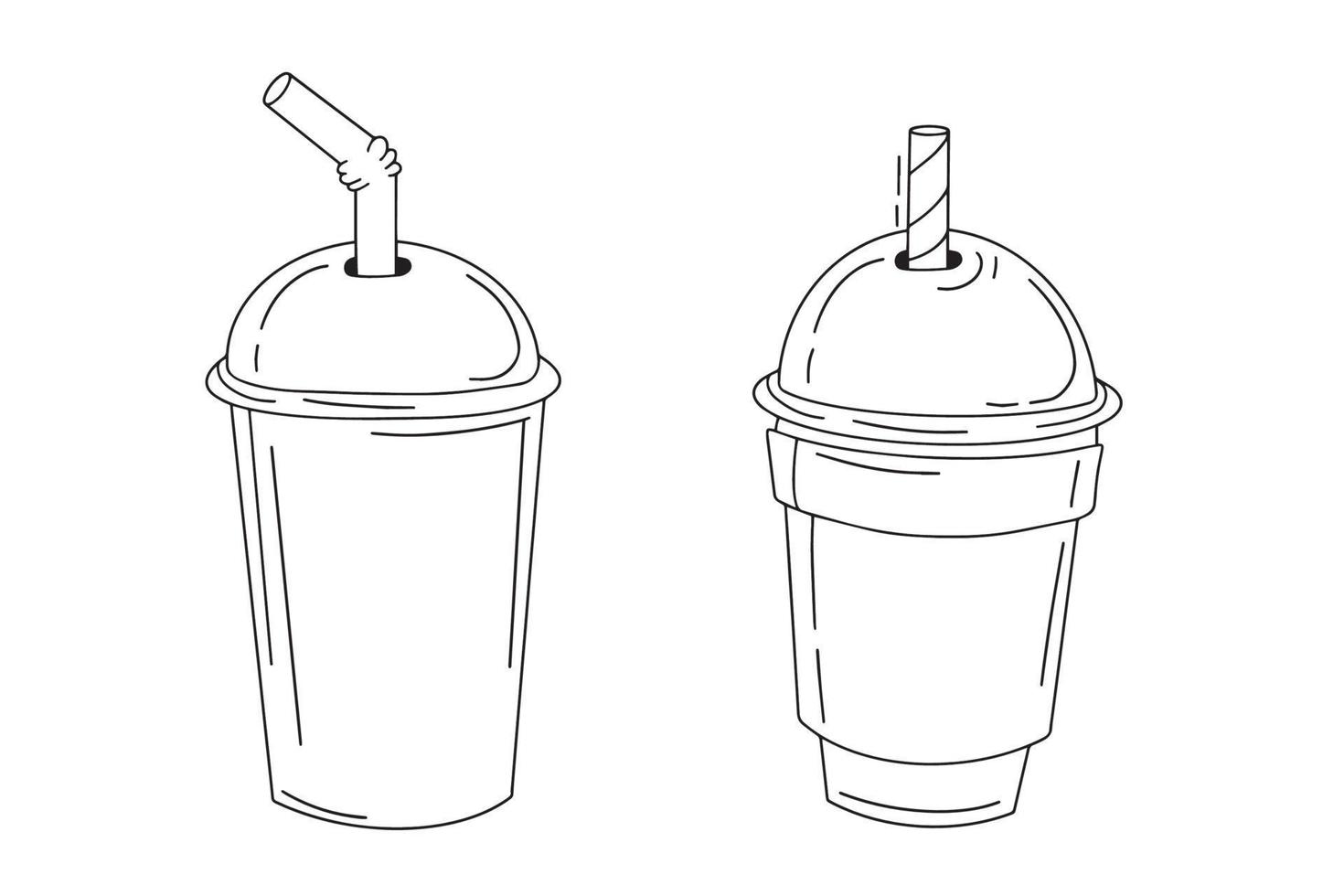 thee, zacht drankjes in plastic kopjes, modieus nagerecht, vector verzameling.