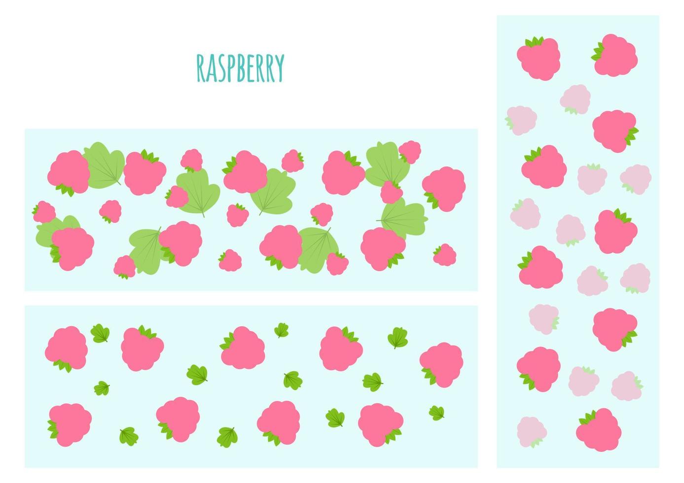 patroon van roze gemakkelijk frambozen met groen bladeren Aan een blauw achtergrond vector