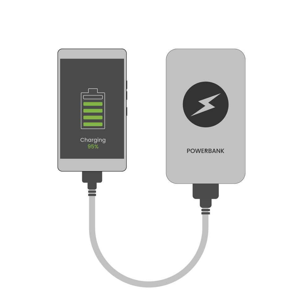 mobiel telefoon met powerbank icoon vector, opladen smartphone icoon vector