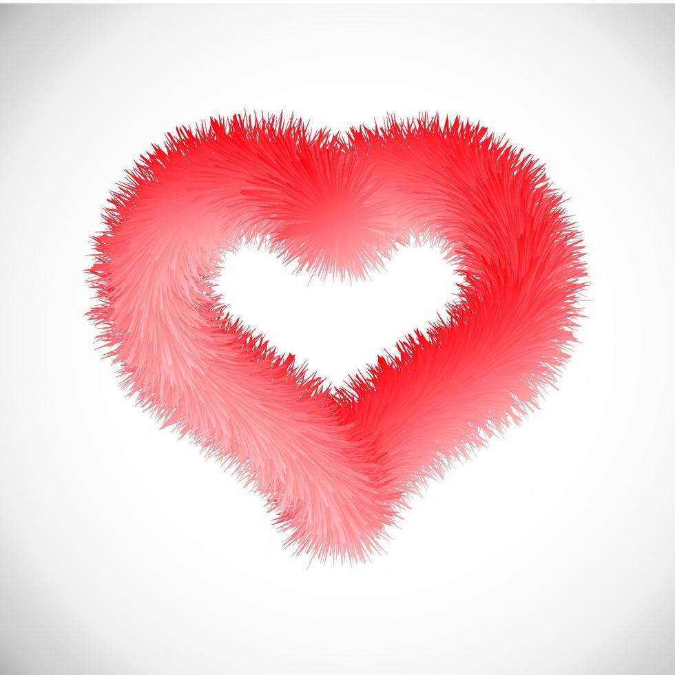 rood hart met vacht effect. symbool van liefde. vector illustratie.