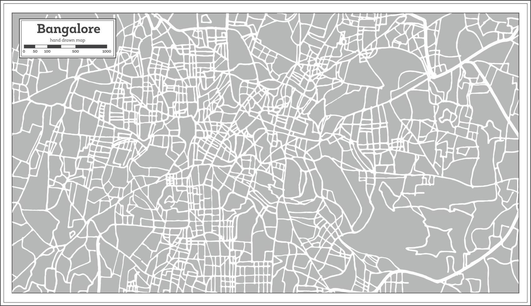 Bangalore Indië stad kaart in retro stijl. vector