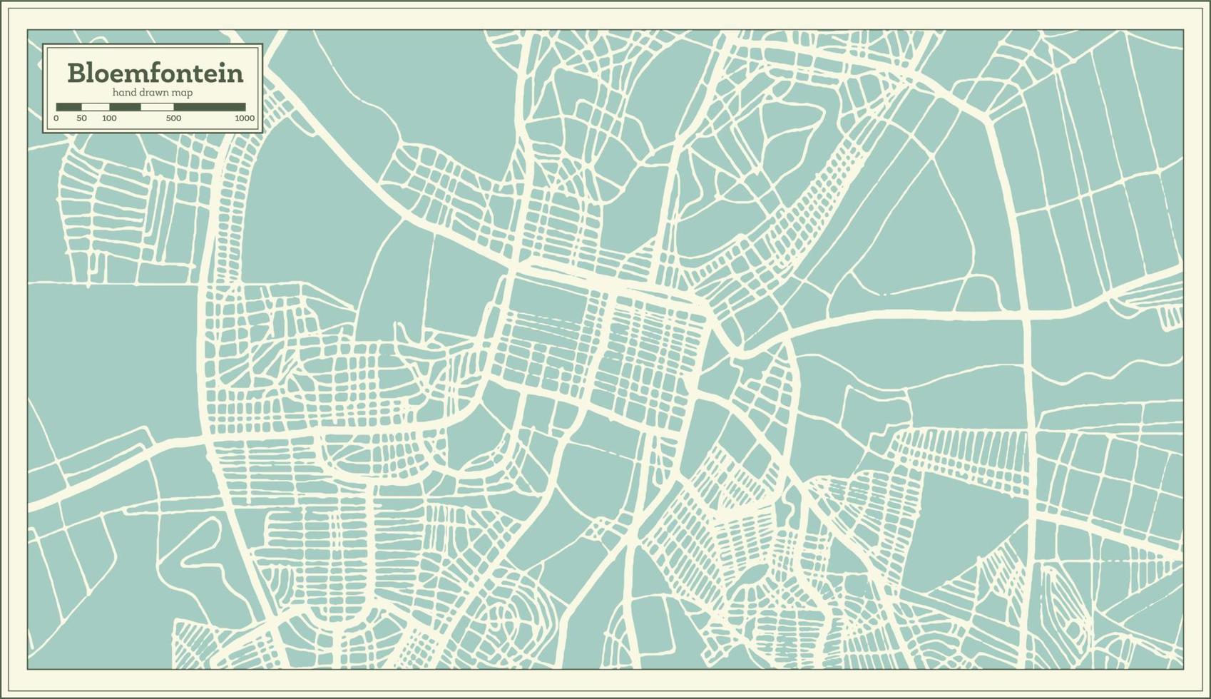bloemfontein zuiden Afrika stad kaart in retro stijl. schets kaart. vector