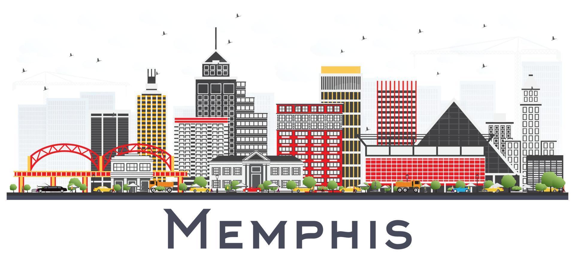 Memphis Tennessee stad horizon met kleur gebouwen geïsoleerd Aan wit. vector