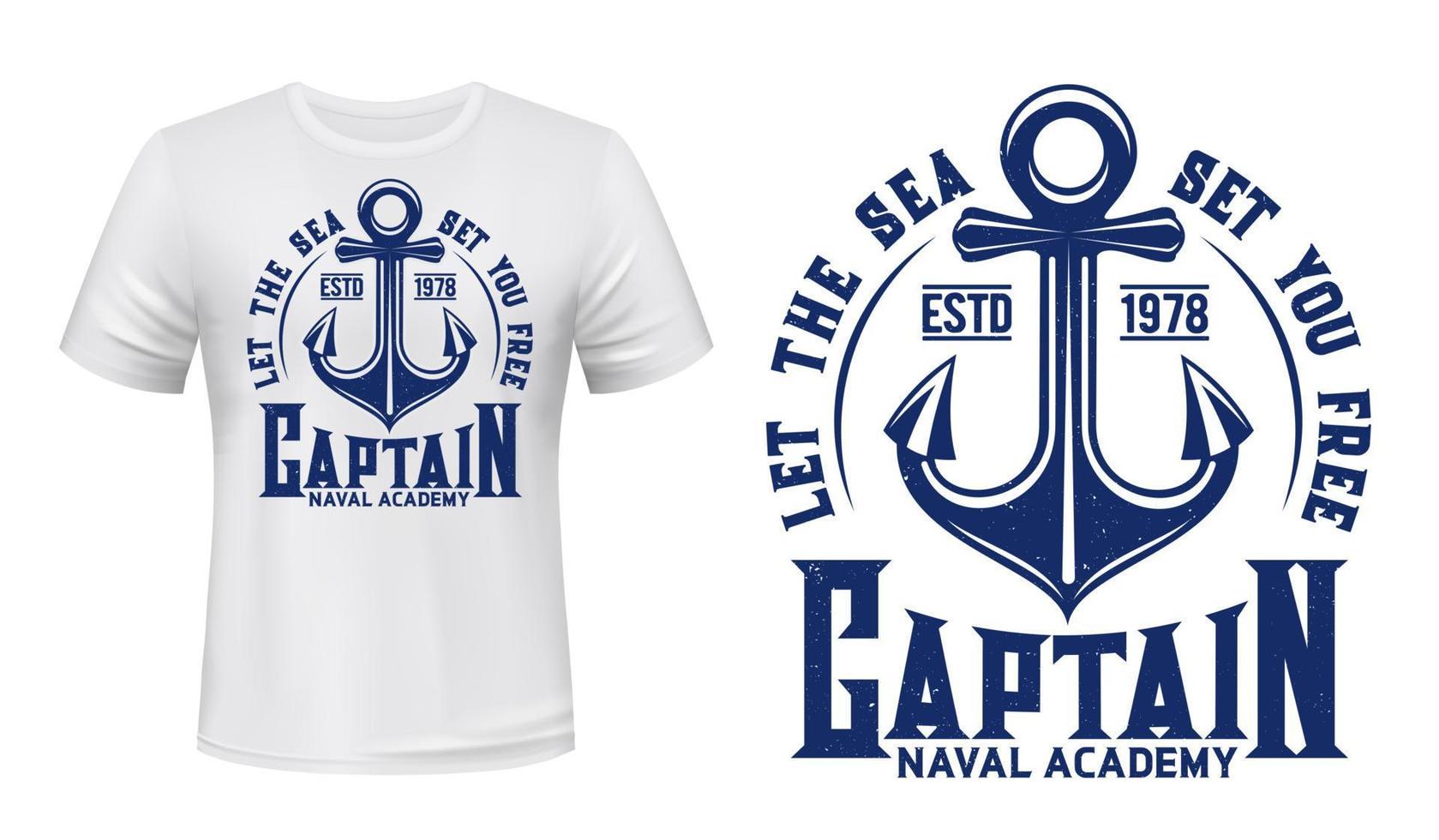 schip anker, marinier nautische t-shirt afdrukken vector
