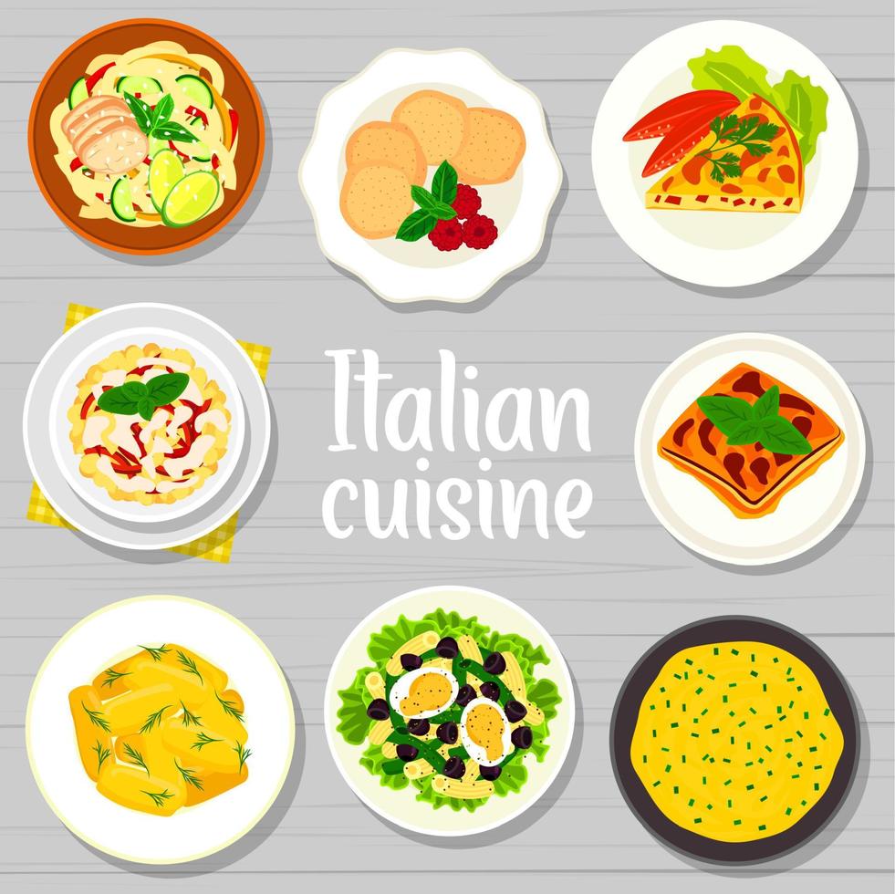 Italiaans keuken menu omslag, vector Italië gerechten