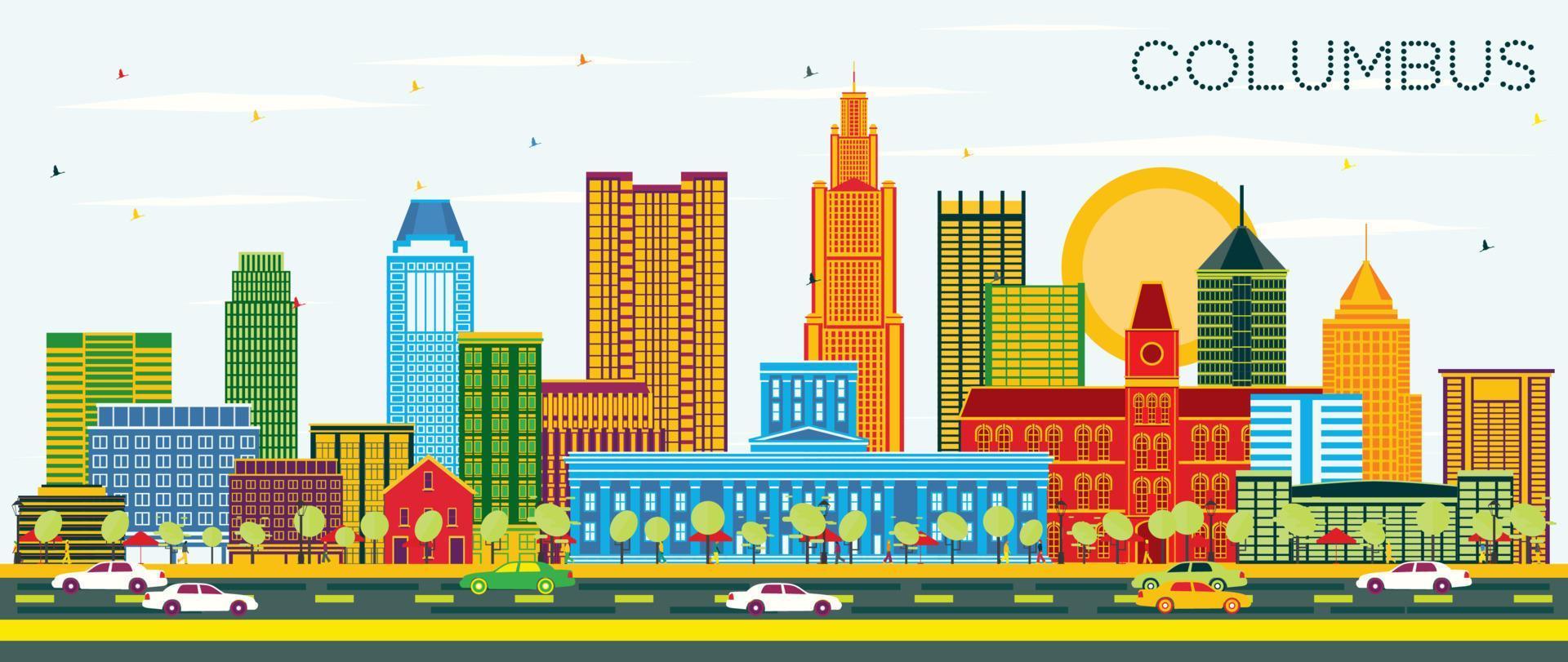 Columbus Ohio stad horizon met kleur gebouwen en blauw lucht. vector