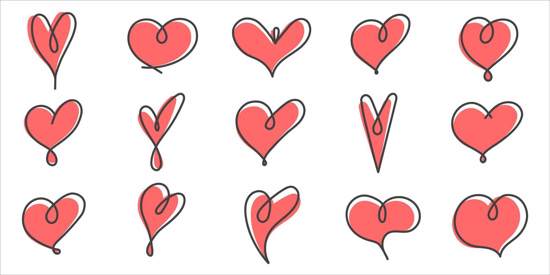 reeks van verschil een lijn tekening harten. ontwerp elementen voor valentijnsdag dag. vector