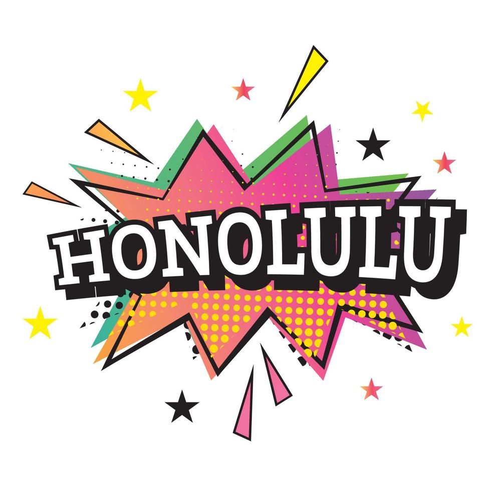 Honolulu grappig tekst in knal kunst stijl. vector