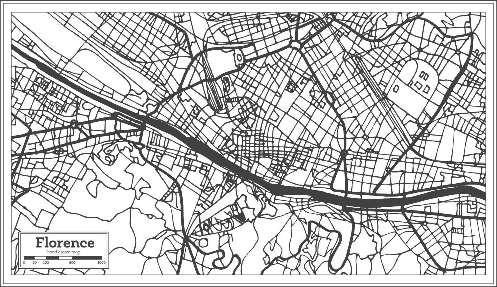 Florence Italië stad kaart in retro stijl. schets kaart. vector