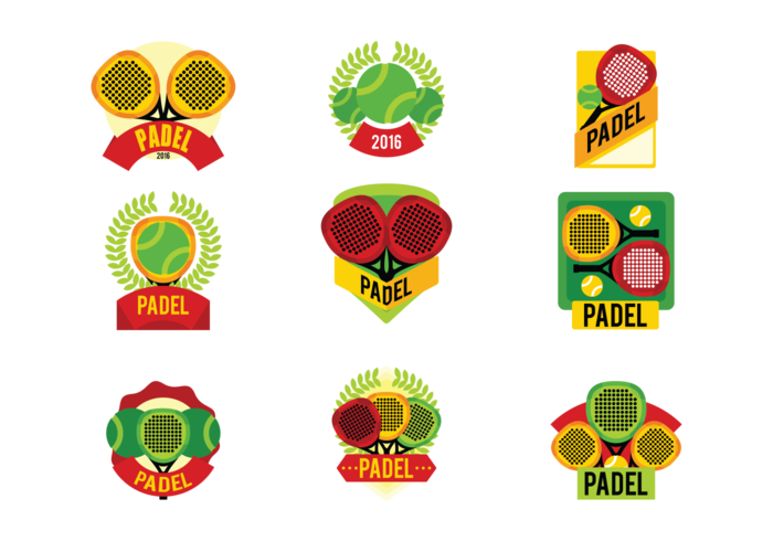 Padel tennis labels vector