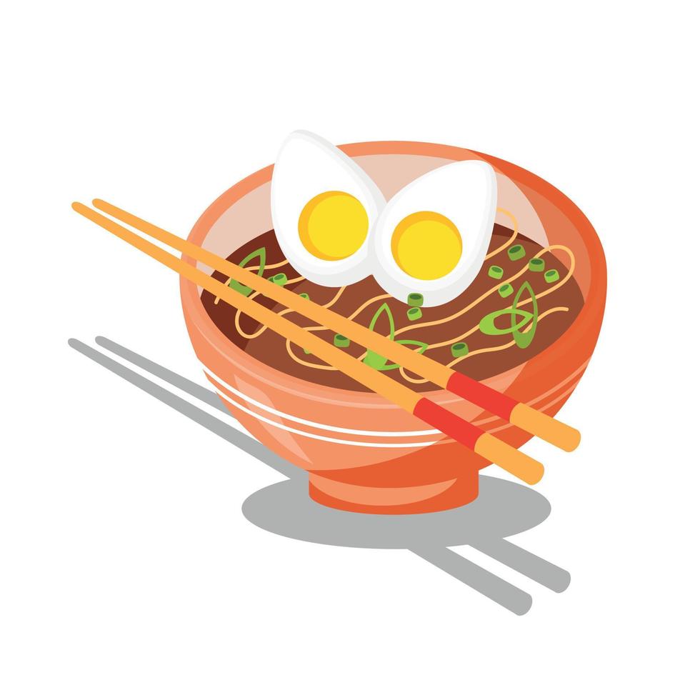 Aziatisch eten. soep ramen, traditioneel Aziatisch soep. Japans soep met ei en noedels vector