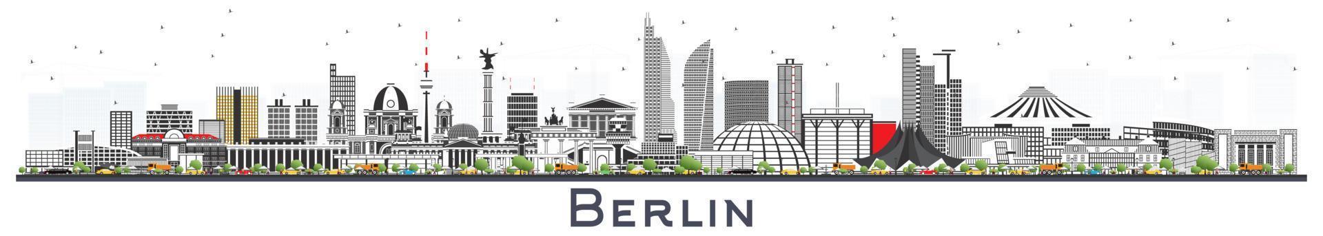 berlijn Duitsland stad horizon met grijs gebouwen geïsoleerd Aan wit. vector