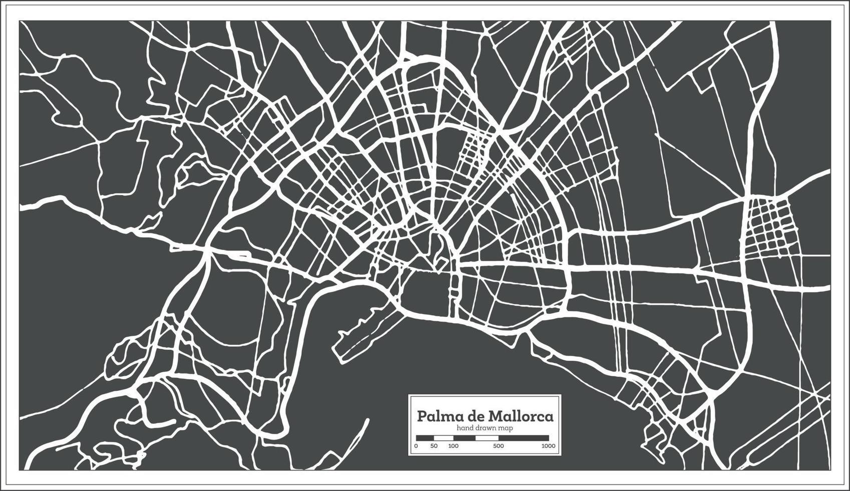 palma de Mallorca Spanje stad kaart in retro stijl. schets kaart. vector