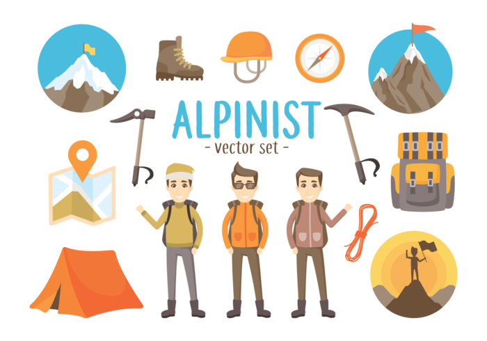 Alpinist Hulpmiddelen Vectorillustraties vector