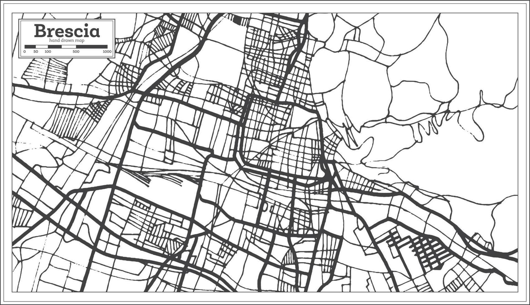 brescia Italië stad kaart in retro stijl. schets kaart. vector