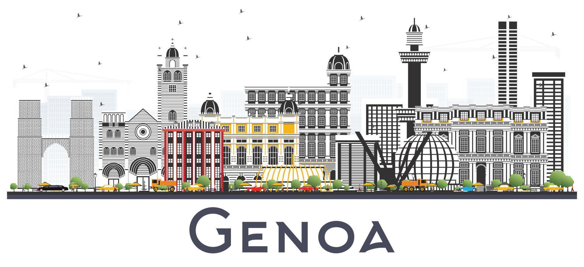 Genua Italië stad horizon met kleur gebouwen geïsoleerd Aan wit. vector