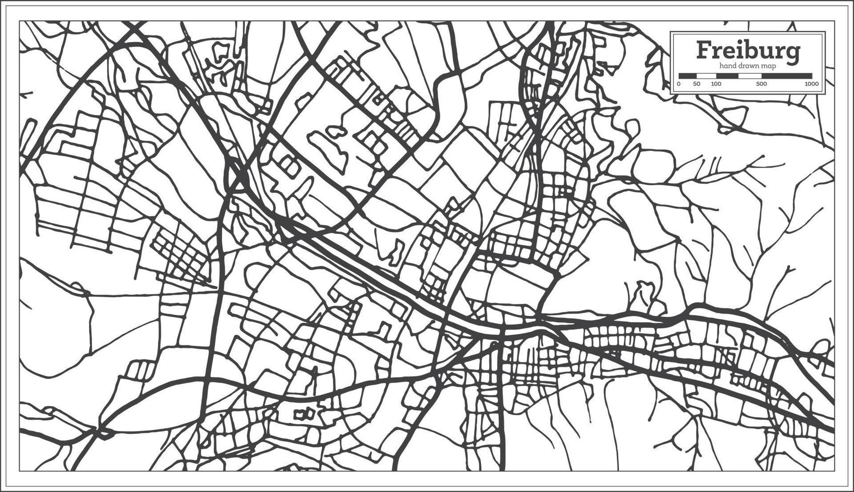 Freiburg Duitsland stad kaart in retro stijl. schets kaart. vector