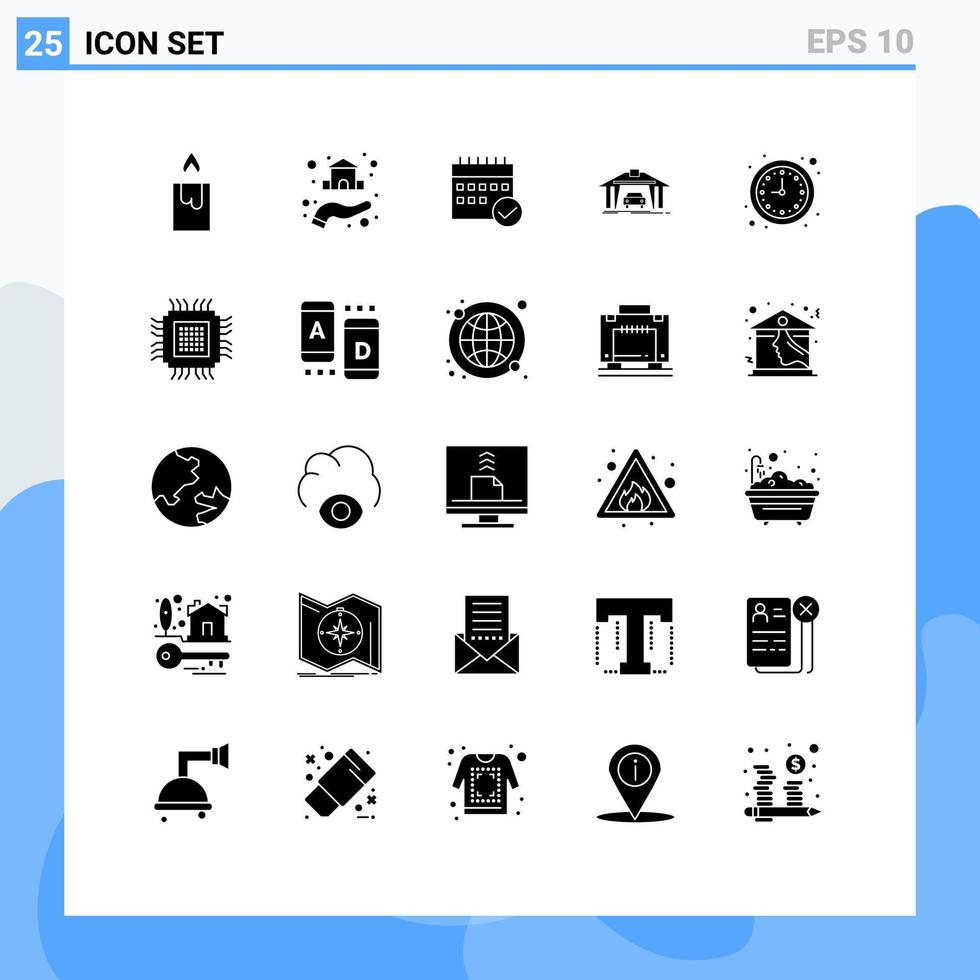 25 universeel solide glyphs reeks voor web en mobiel toepassingen bedrijf auto bedrijf gebouw planning bewerkbare vector ontwerp elementen