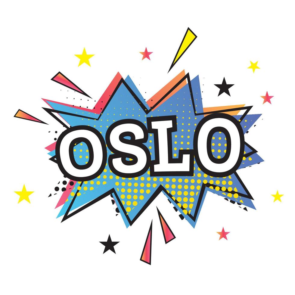 Oslo grappig tekst in knal kunst stijl. vector