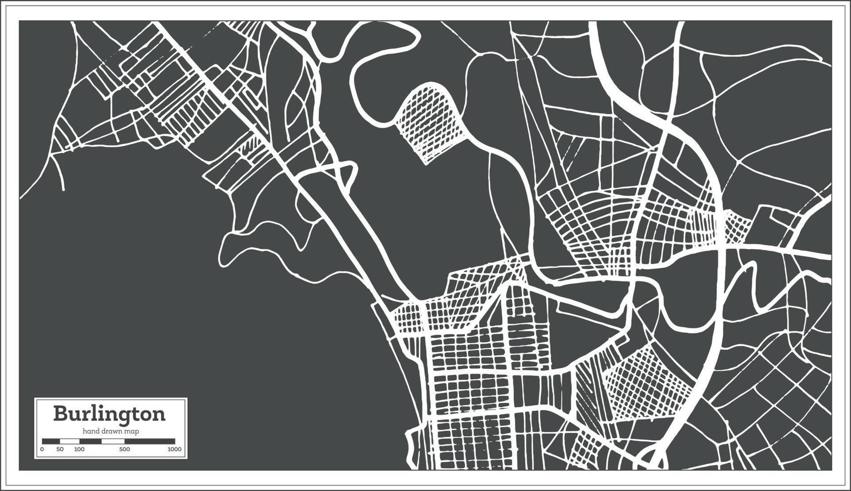 Burlington Vermont Verenigde Staten van Amerika stad kaart in retro stijl. schets kaart. vector