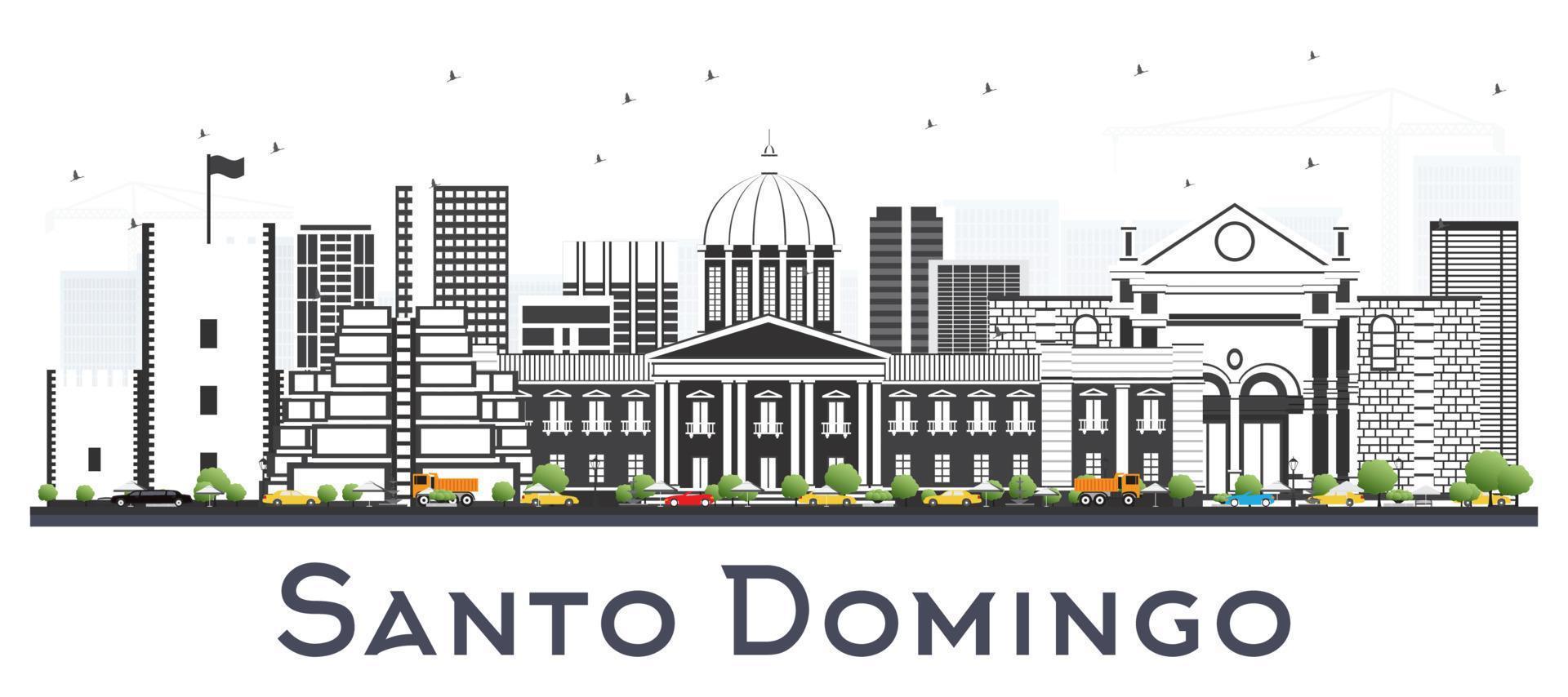 santo domingo dominicaans republiek stad horizon met grijs gebouwen geïsoleerd Aan wit. vector