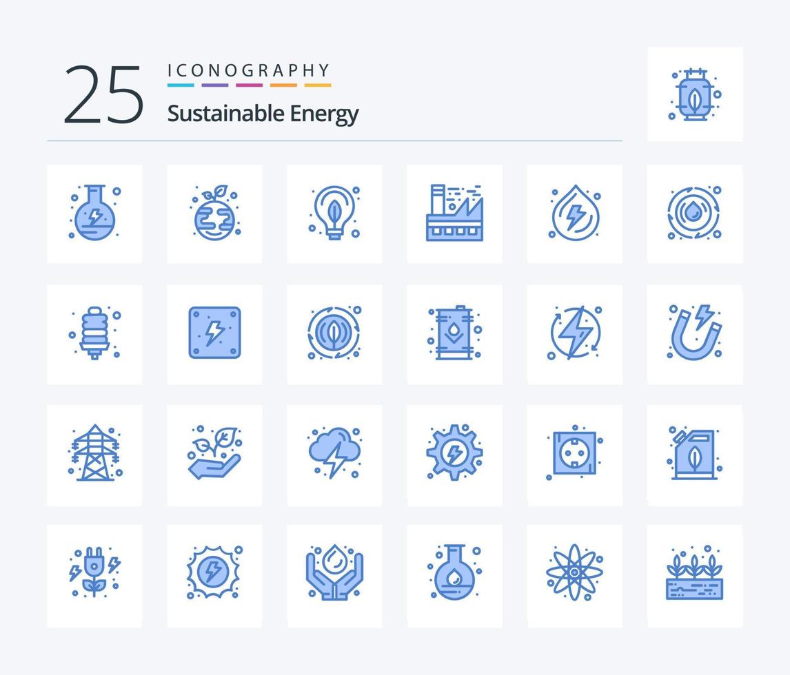 duurzame energie 25 blauw kleur icoon pak inclusief hangen. energie. energie. ecologie. aarde vector